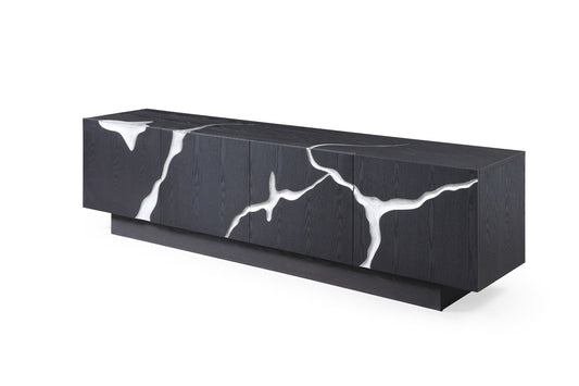 Modrest Aspen Modern Matte Brown Ash & Silver TV Stand - Stylish and Functional Entertainment Center for Your Living Room