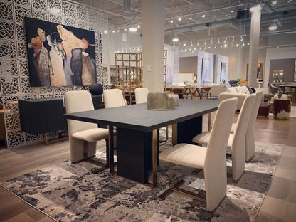 Modrest Tasha Modern Light Beige Grey Velvet and Brushed Brass Dining Chair Set of 2 for a Stylish and Elegant Dining Experience