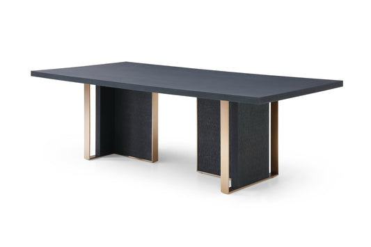 Modrest Tasha - Modern Black Ash + Brushed Gold Rectangular Dining Table