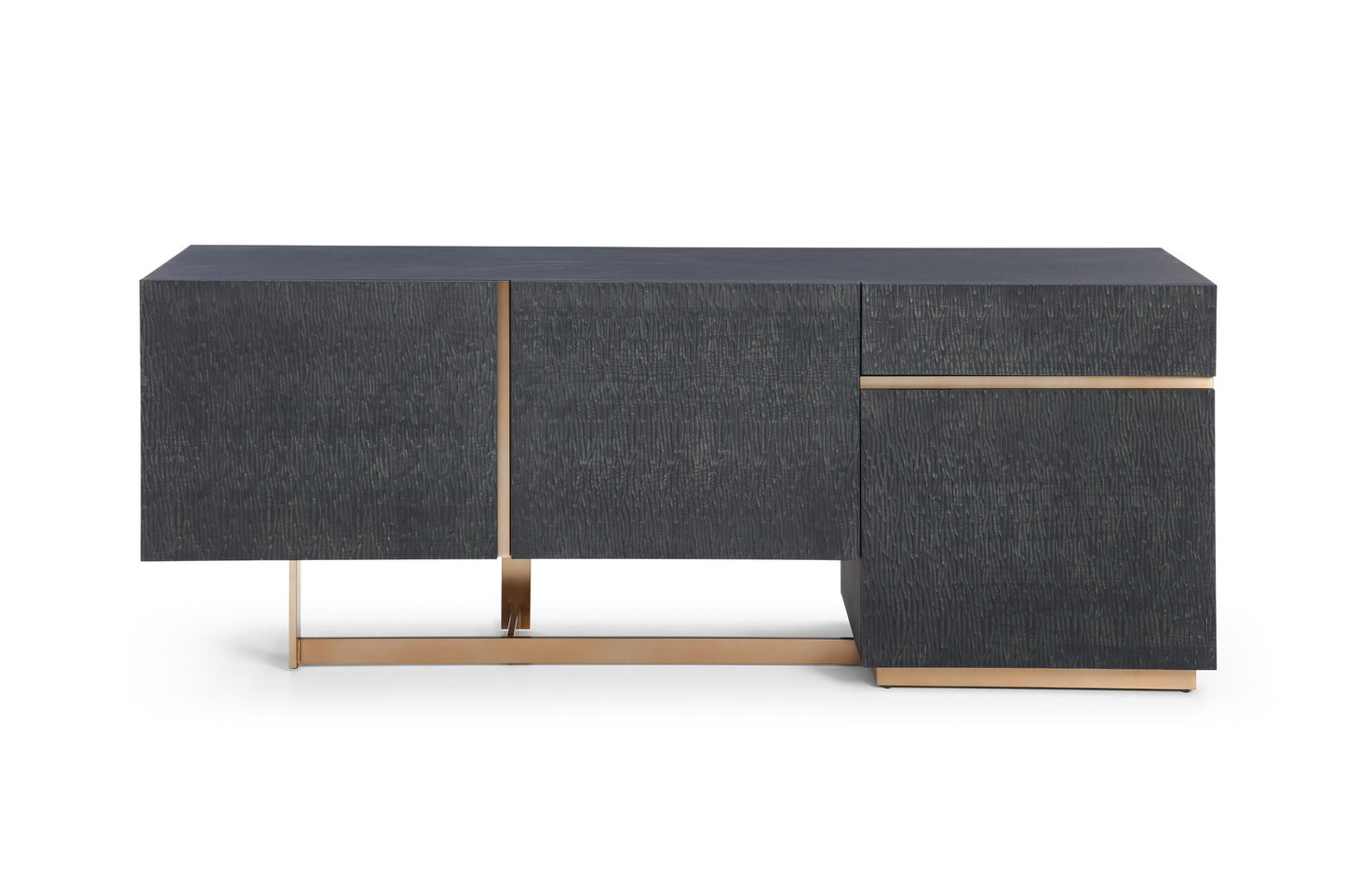 Modrest Tasha - Modern Black Ash + Brushed Gold Buffet for Sleek Elegance and Luxury Style