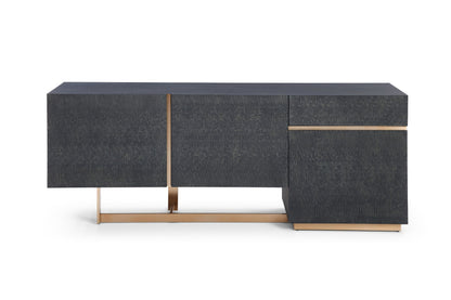Modrest Tasha - Modern Black Ash + Brushed Gold Buffet for Sleek Elegance and Luxury Style