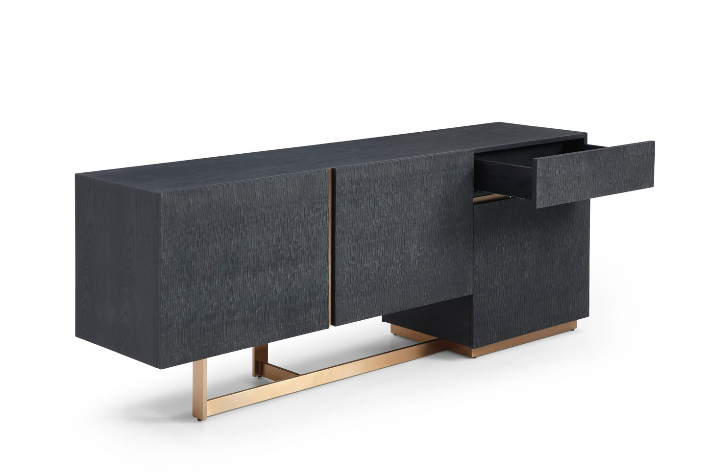 Modrest Tasha - Modern Black Ash + Brushed Gold Buffet for Sleek Elegance and Luxury Style