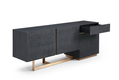Modrest Tasha - Modern Black Ash + Brushed Gold Buffet for Sleek Elegance and Luxury Style