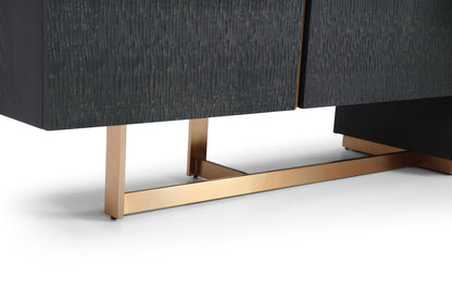 Modrest Tasha - Modern Black Ash + Brushed Gold Buffet for Sleek Elegance and Luxury Style