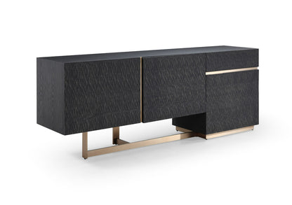 Modrest Tasha - Modern Black Ash + Brushed Gold Buffet for Sleek Elegance and Luxury Style