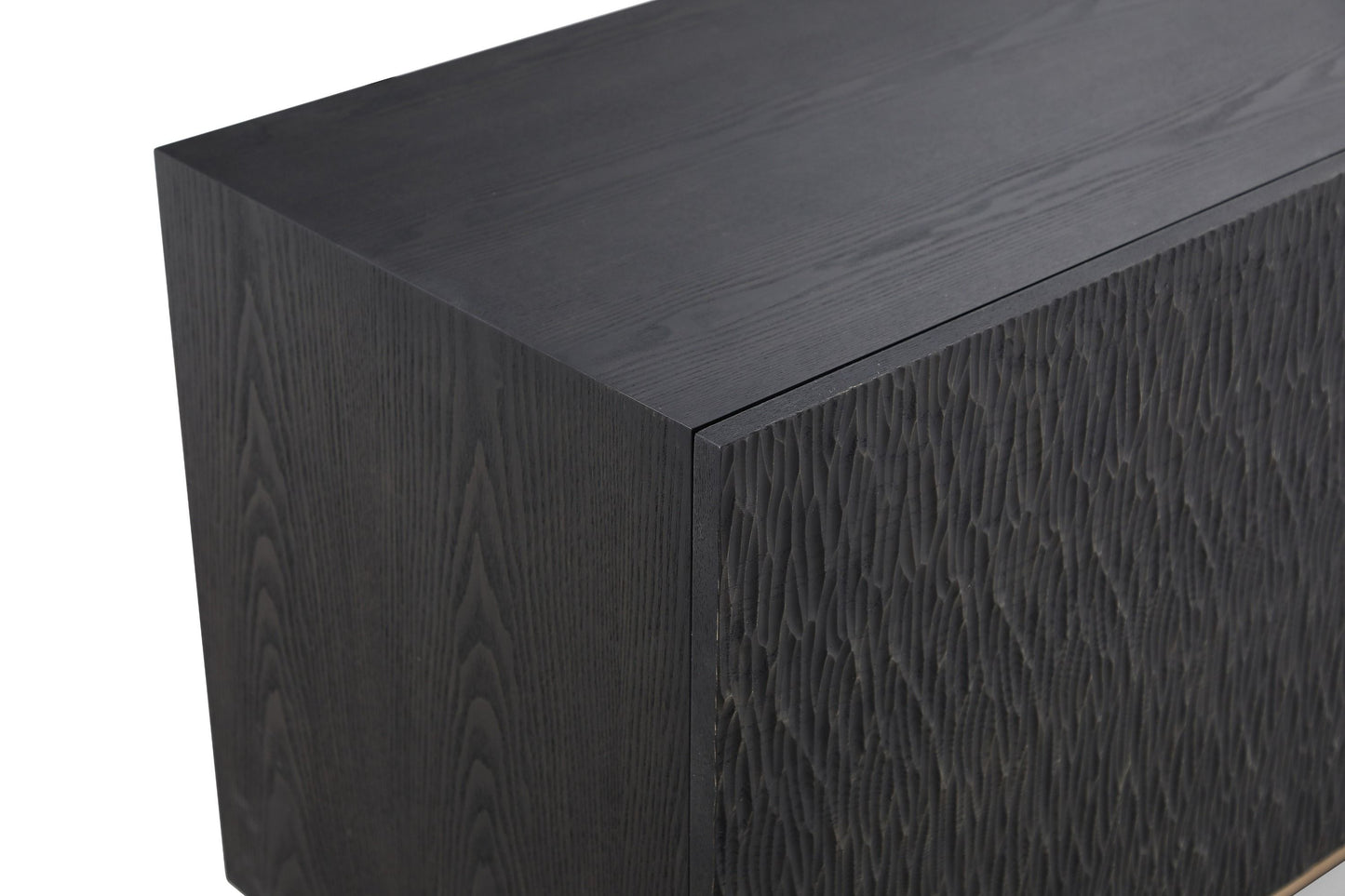 Modrest Tasha - Modern Black Ash + Brushed Gold Buffet for Sleek Elegance and Luxury Style