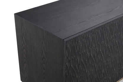 Modrest Tasha - Modern Black Ash + Brushed Gold Buffet for Sleek Elegance and Luxury Style
