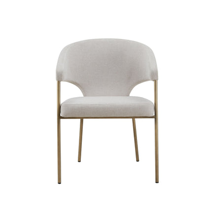 Modrest Claudine Modern Off-White Fabric & Brass Dining Chair - Elegant and Stylish Dining Seating