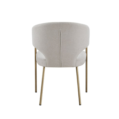 Modrest Claudine Modern Off-White Fabric & Brass Dining Chair - Elegant and Stylish Dining Seating