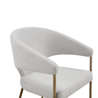 Modrest Claudine Modern Off-White Fabric & Brass Dining Chair - Elegant and Stylish Dining Seating