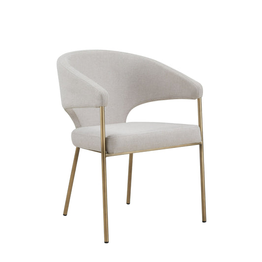 Modrest Claudine - Modern Off-White Fabric & Brass Dining Chair