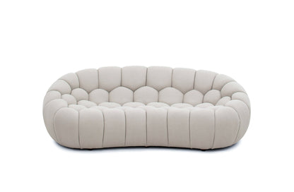 Divani Casa Yolonda Modern Curved Beige Fabric Sofa Set - Stylish & Comfortable Living Room Seating