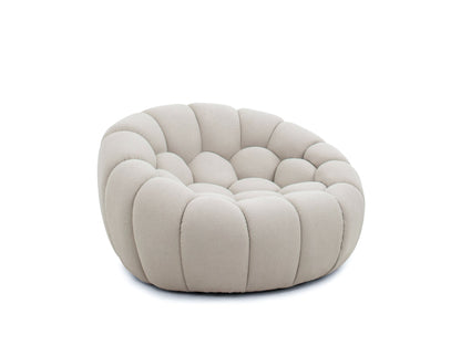 Divani Casa Yolonda Modern Curved Beige Fabric Sofa Set - Stylish & Comfortable Living Room Seating
