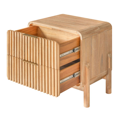 Modrest Mikala Modern Natural Oak Nightstand – A Perfect Blend of Natural Elegance and Functional Design, Ideal for Enhancing Your Bedroom's Aesthetic.