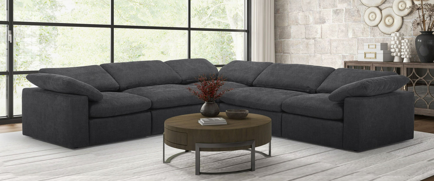 Divani Casa Corinth - Modern Dark Gray Fabric Sectional Sofa with 3 Power Recliners