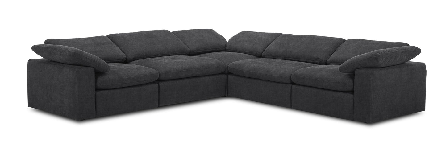 Divani Casa Corinth - Modern Dark Gray Fabric Sectional Sofa with 3 Power Recliners