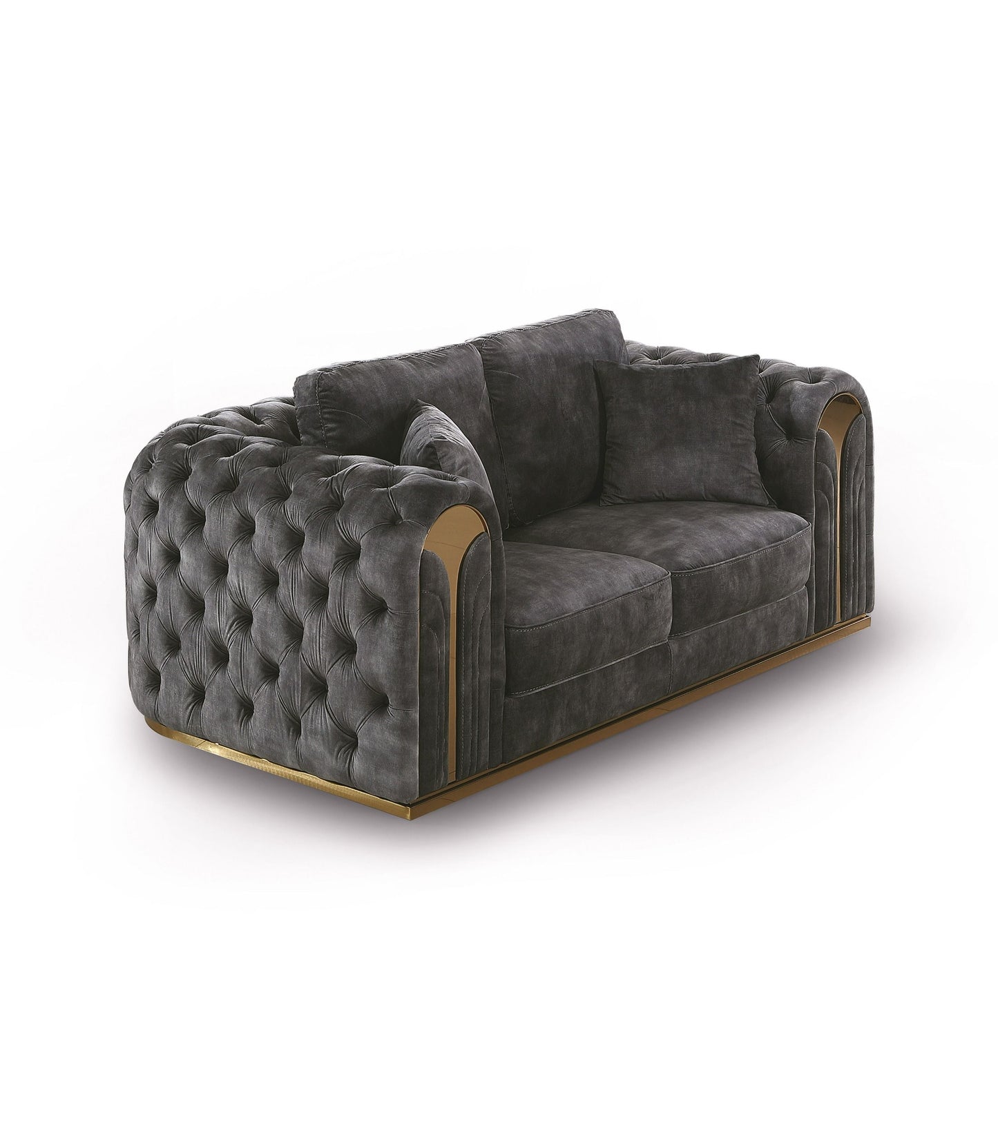 Divani Casa Dosie - Transitional Grey Velvet Sofa Set