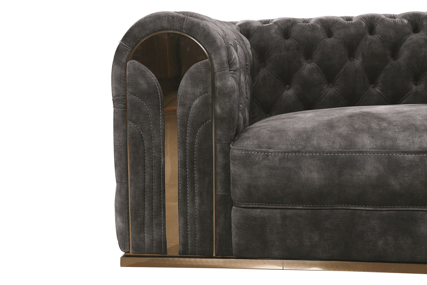 Divani Casa Dosie - Transitional Grey Velvet Sofa Set