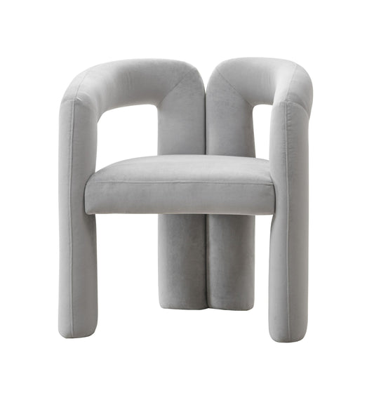 Modrest Mulgrew Modern Light Grey Velvet Dining Chair for a Chic and Comfortable Dining Experience