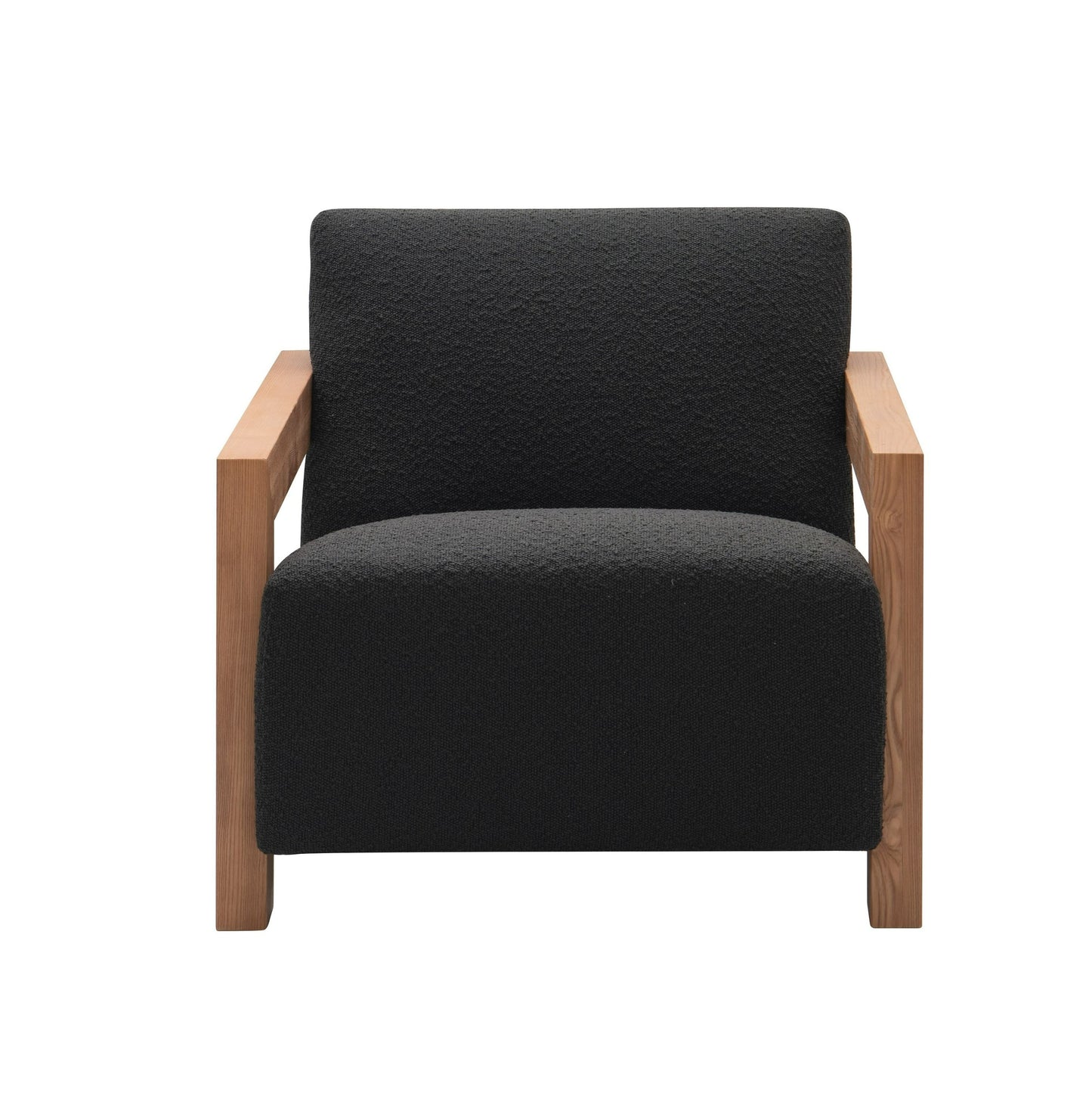 Modrest Rosen - Modern Black Fabric + Natural Oak Accent Chair