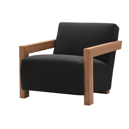 Modrest Rosen - Modern Black Fabric + Natural Oak Accent Chair