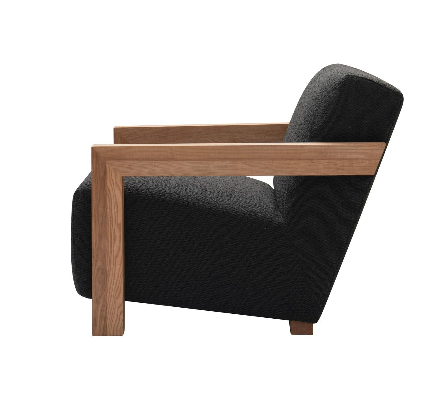 Modrest Rosen - Modern Black Fabric + Natural Oak Accent Chair