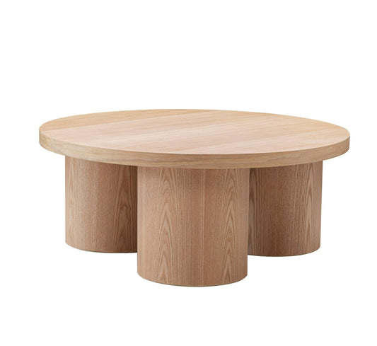 Modrest Babson Modern Natural Oak Round Coffee Table for a Warm and Contemporary Living Room Touch