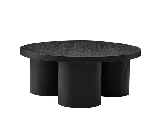 Modrest Babson Modern Black Oak Round Coffee Table for a Sleek and Contemporary Living Room Style
