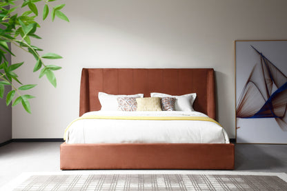 Modrest Roma - Modern Burnt Orange Microfiber Upholstered Bed for Vibrant Comfort and Contemporary Design