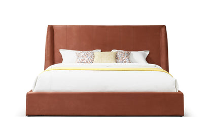 Modrest Roma - Modern Burnt Orange Microfiber Upholstered Bed for Vibrant Comfort and Contemporary Design