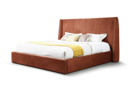 Modrest Roma - Modern Burnt Orange Microfiber Upholstered Bed for Vibrant Comfort and Contemporary Design