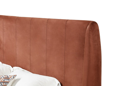 Modrest Roma - Modern Burnt Orange Microfiber Upholstered Bed for Vibrant Comfort and Contemporary Design