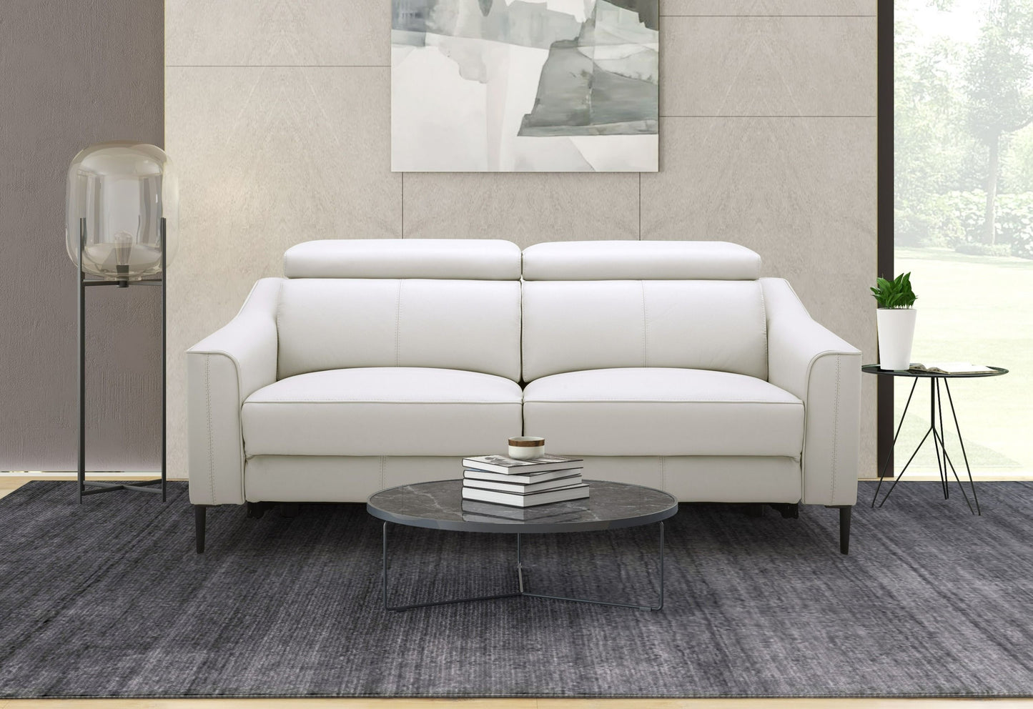 Divani Casa Eden - Modern White Leather Sofa With 2 Recliners