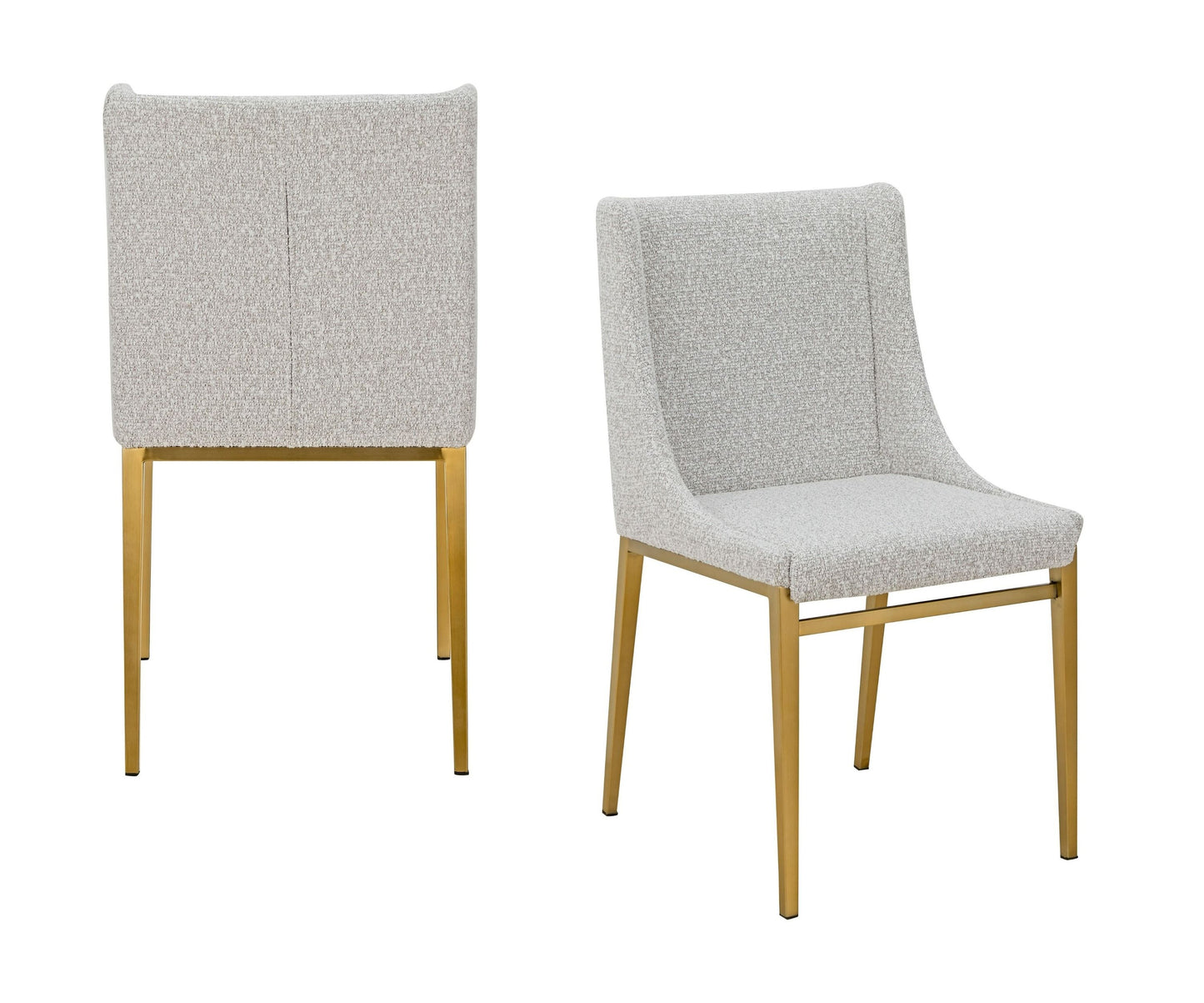 Modrest Mimi - Modern Light Grey Fabric + Antique Brass Dining Chair (Set of 2)