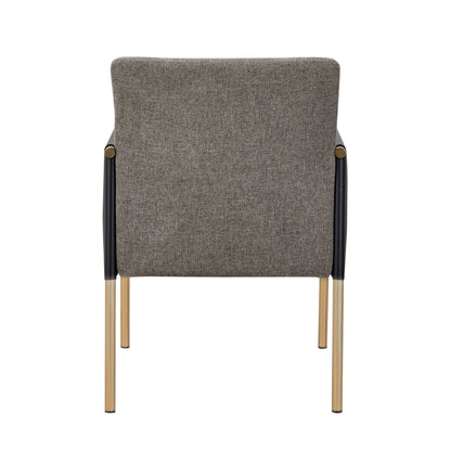 Modrest Engel Modern Dark Grey Vegan Leather & Grey Fabric Antique Brass Dining Chair - Elegant and Sustainable Dining Seating