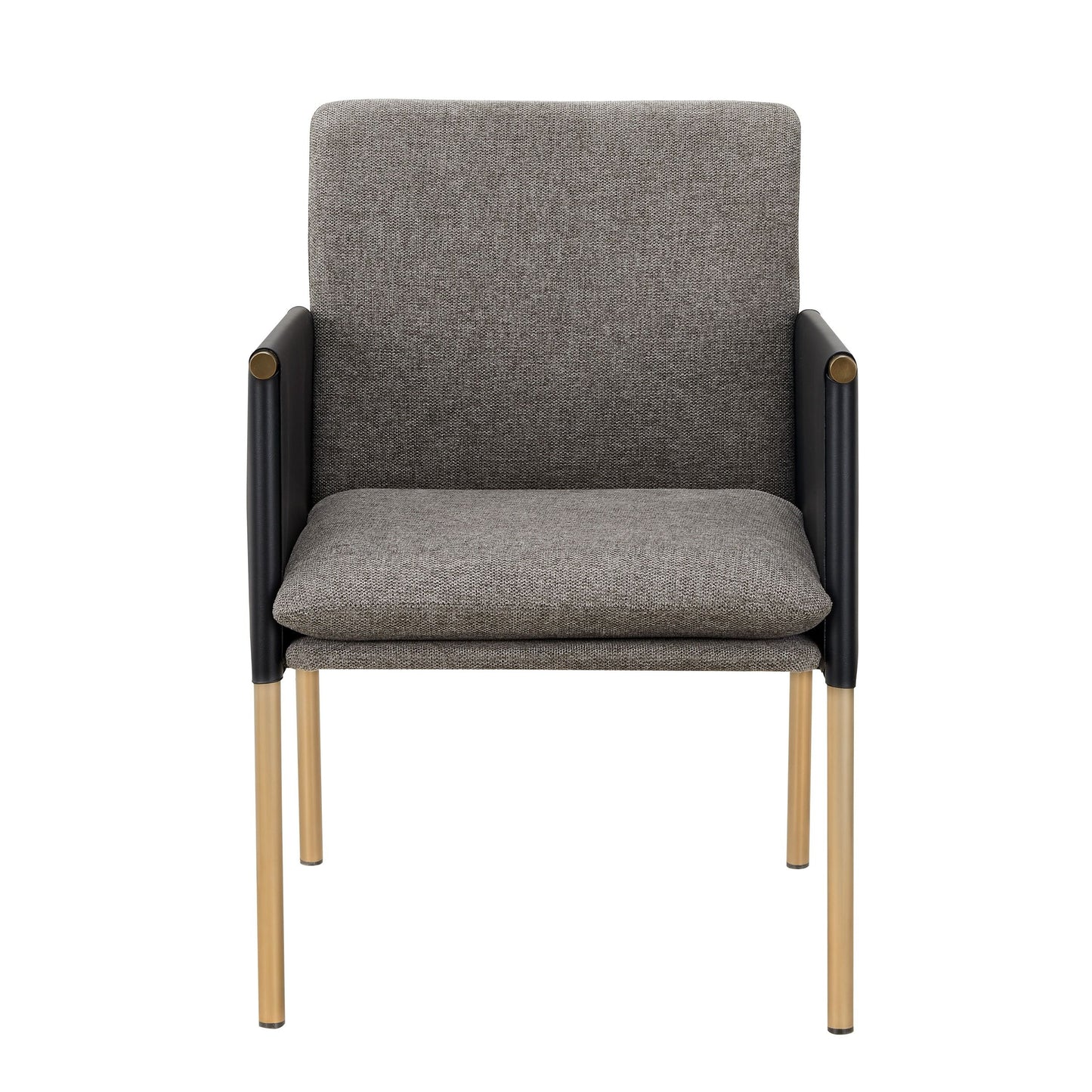 Modrest Engel Modern Dark Grey Vegan Leather Grey Fabric Antique Brass Dining Chair