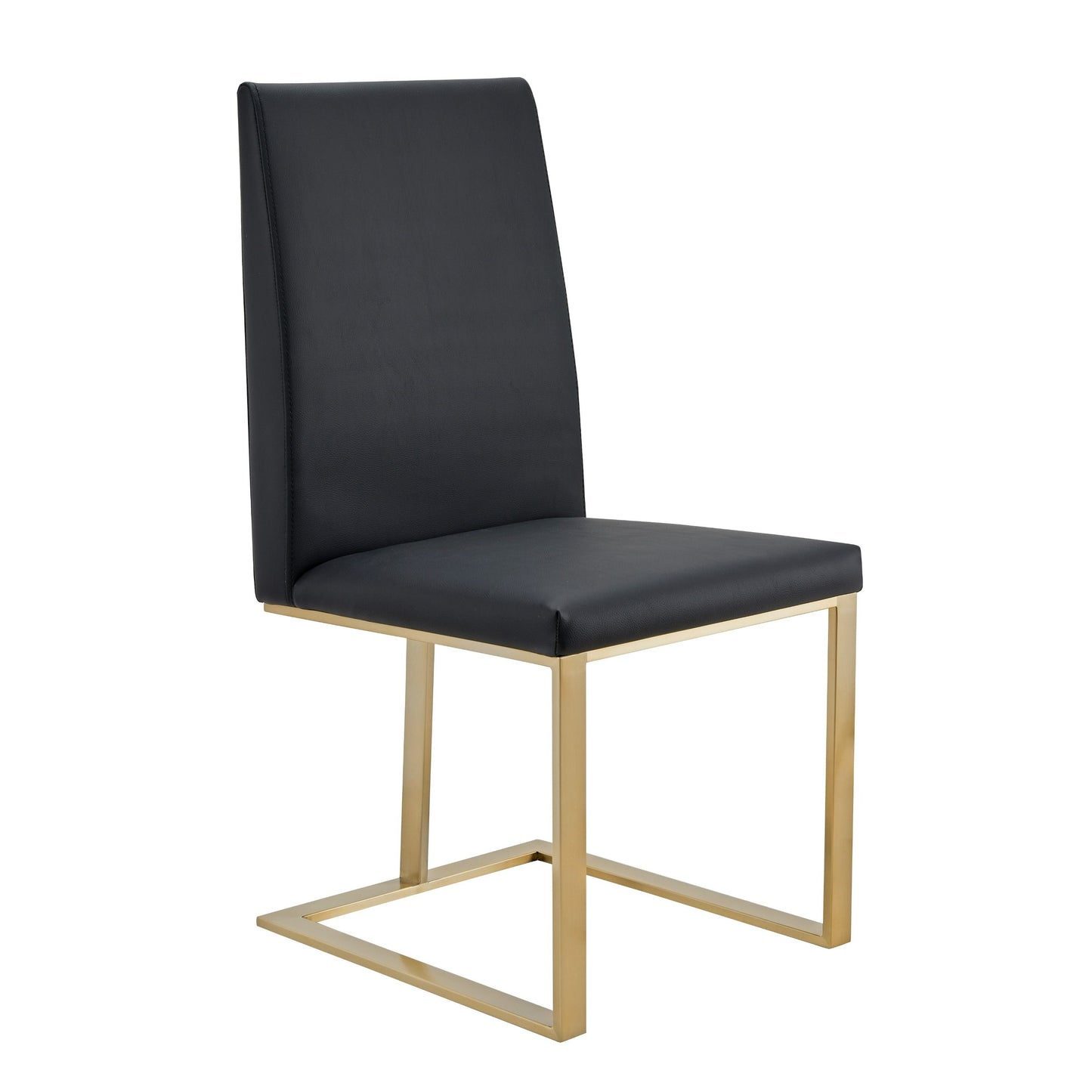 Modrest Frankie - Modern Dark Grey Vegan Leather + Antique Brass Dining Chair