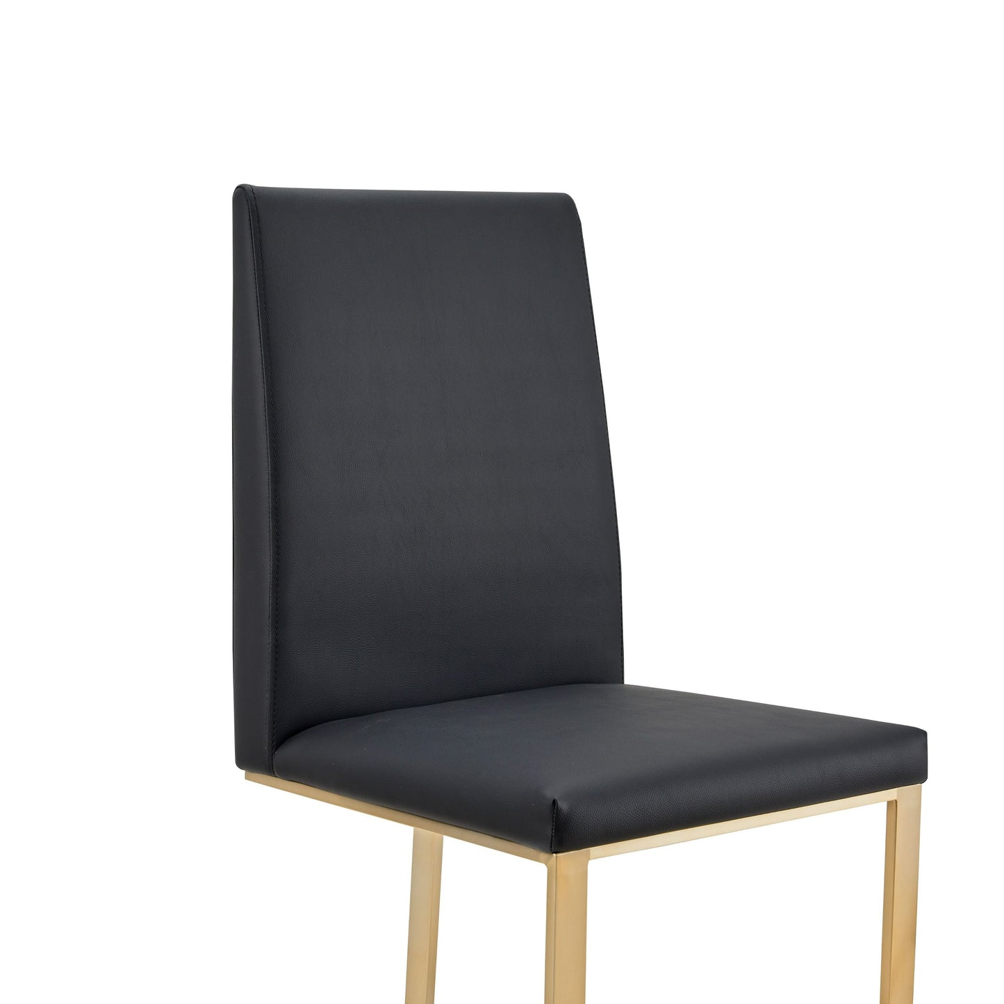 Modrest Frankie - Modern Dark Grey Vegan Leather + Antique Brass Dining Chair