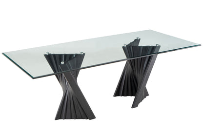 Modrest Corbin Mid-Century Black Ash & Glass Dining Table - Stylish and Elegant Centerpiece for Your Dining Room
