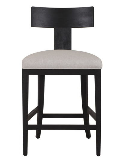 Modrest Fabien Mid-Century Modern Beige Linen + Black Walnut Counter Chair - Elegant and Comfortable Bar Seating