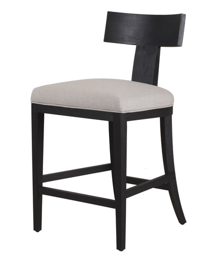 Modrest Fabien Mid-Century Modern Beige Linen + Black Walnut Counter Chair - Elegant and Comfortable Bar Seating