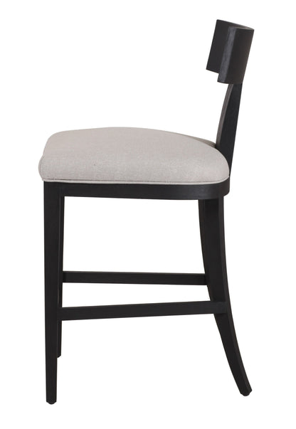 Modrest Fabien Mid-Century Modern Beige Linen + Black Walnut Counter Chair - Elegant and Comfortable Bar Seating