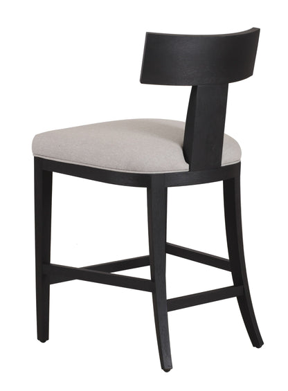 Modrest Fabien Mid-Century Modern Beige Linen + Black Walnut Counter Chair - Elegant and Comfortable Bar Seating