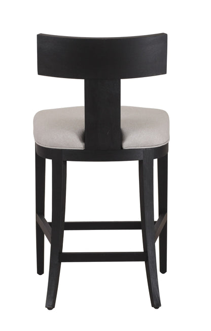Modrest Fabien Mid-Century Modern Beige Linen + Black Walnut Counter Chair - Elegant and Comfortable Bar Seating