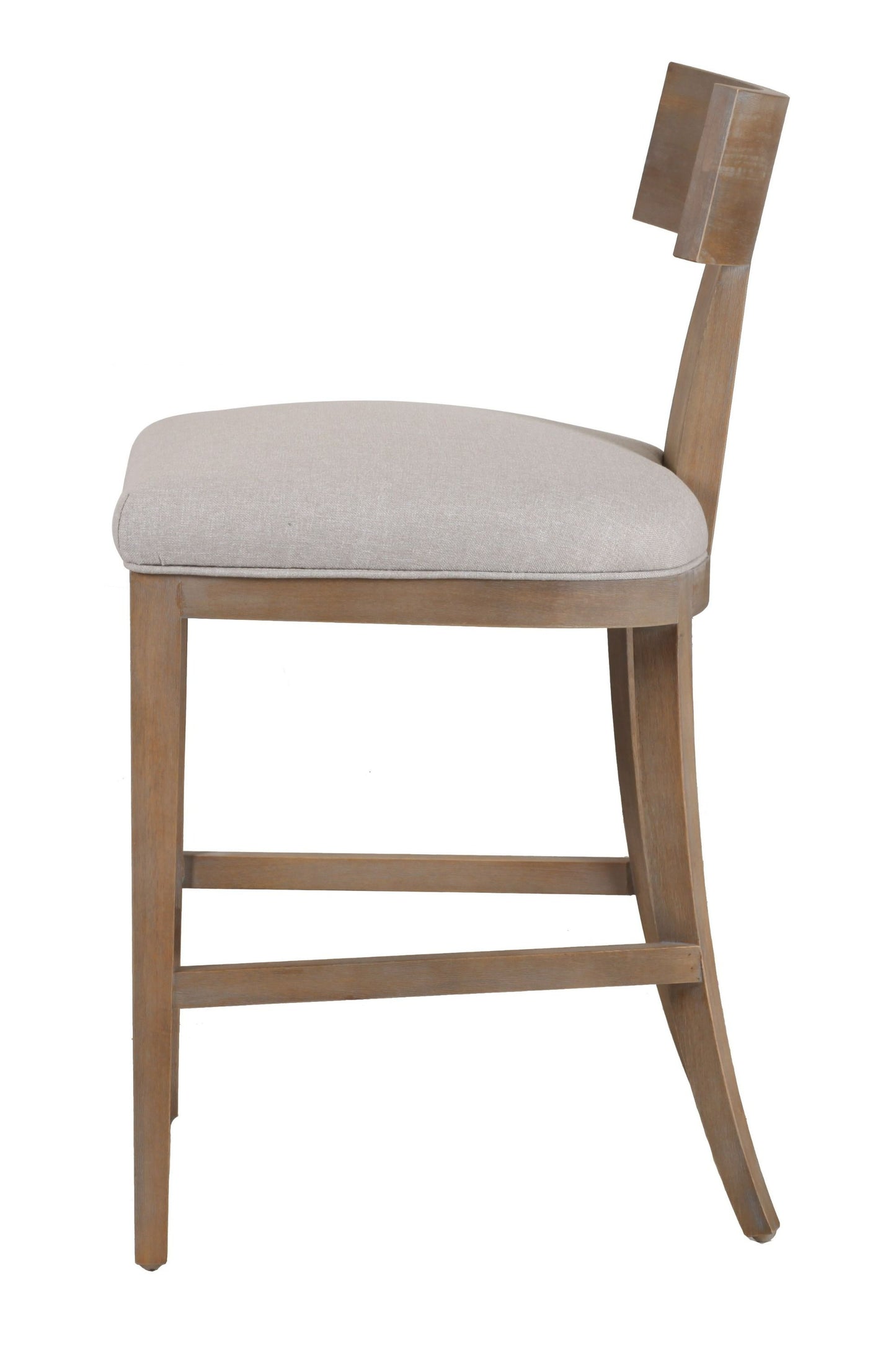 Modrest Fabien - Mid-Century Modern Beige Linen + Wood Counter Chair