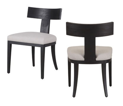 Modrest Fabien Mid-Century Modern Beige Linen + Black Walnut Dining Chair Set of 2 - Stylish and Durable Dining Chairs for Your Home