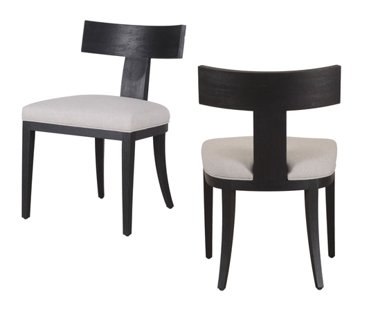 Modrest Fabien Mid-Century Modern Beige Linen + Black Walnut Dining Chair Set of 2 - Stylish and Durable Dining Chairs for Your Home