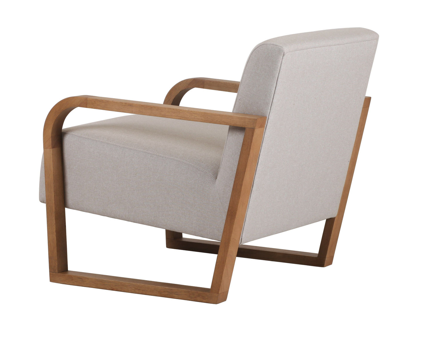Modrest Sada - Mid-Century Modern Beige Linen + Chestnut Accent Chair