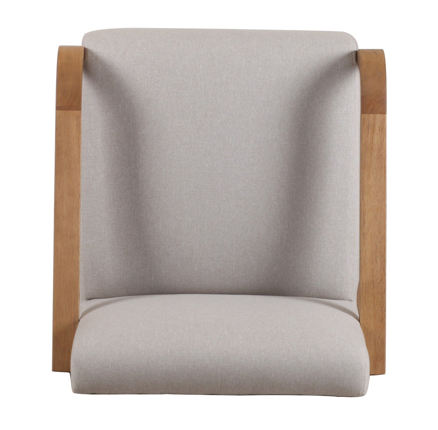 Modrest Sada - Mid-Century Modern Beige Linen + Chestnut Accent Chair