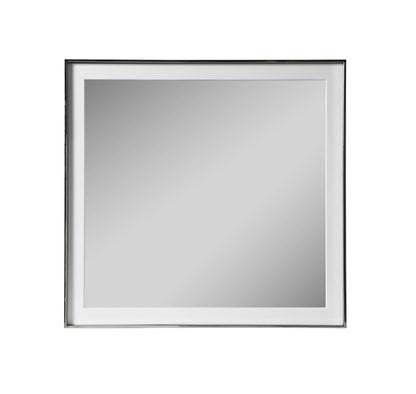 Modrest Cartier Modern White + Stainless Steel Mirror – Sleek and Contemporary Accent for Modern Bedrooms and Living Spaces